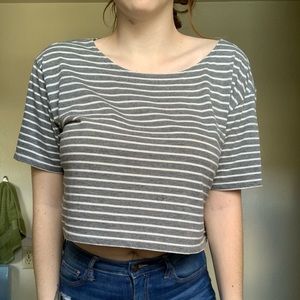 Cropped striped t shirt